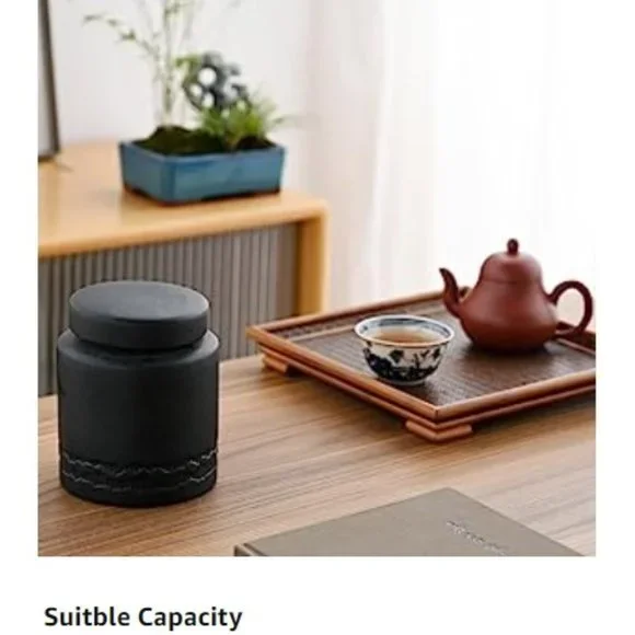 Large Vintage Ceramic Jar - Kitchen Food Canister w/ Airtight Lid (Black) - Picture 8 of 10